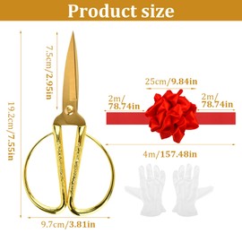 Grand Opening Ribbon Cutting Ceremony Kit, 7.55'' Gold Scissors