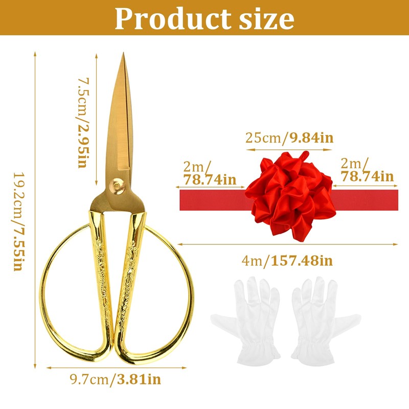 Grand Opening Ribbon Cutting Ceremony Kit, 7.55'' Gold Scissors