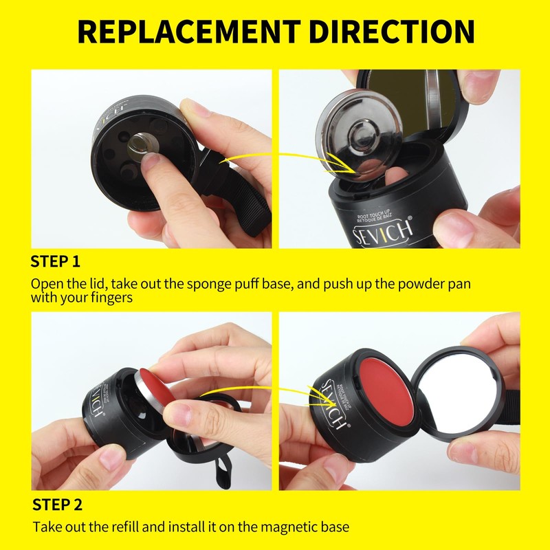 SEVICH Magnetic Replaceable Hairline Powder, Refill Pack 3 Pcs- Interhair