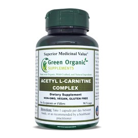 Green Organic Supplements Green Organic Supplements Acetyl L-Carnitine, Carnitine, ALC, 90 VCaps, High Absorbable, Non-GMO, Gluten-Free (Single)