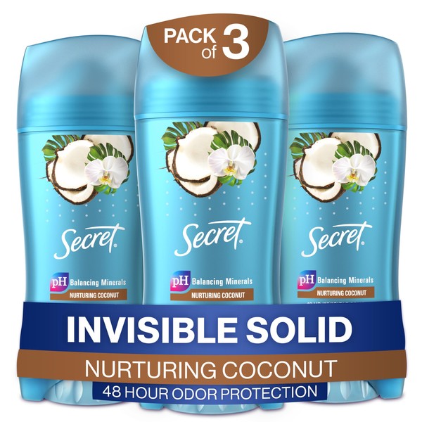 Secret Invisible Solid Antiperspirant and Deodorant, Coconut Scent, 2.6 oz