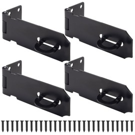 BOODVON Door Lock Hasp Latch, Iron Safety Packlock Clasp Hasp Lock Latch, Extra Thick Gate Lock Hasp with Screws Brushed Finish 4 Pack(4 Inch)