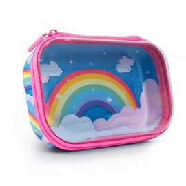 ZIPIT Estuche para lápices con tapa transparente para niñas, caja escolar adorable, organizador de papelería de gran capacidad, diseño arcoíris