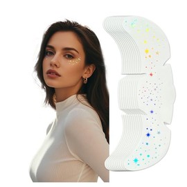 15 Unidades Tatuajes Temporales Faciales de Pecas con Purpurina Holográfica, Pegatinas Brillantes Resistentes al Agua con Diseño de Estrellas, Parches