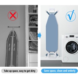 Pensino Ironing Board Hanger Wall Mount Ironing Board Holder Organizer for Laundry Rooms Door(Pure White)