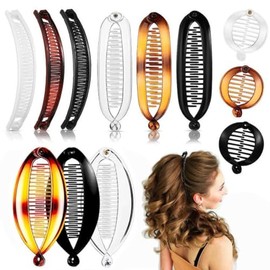 12 Piezas Pinzas Banana Clip Para El Cabello, Accesorio Para Peinados Retro Y Coletas, Pinzas De Pelo Para Mujeres Y Niñas, Diseño En Plástico Durader