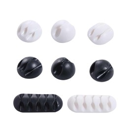 8pcs Silicone Cord Clips, Adhesive Cable Organizer, Desktop Tidy Management Clips, Multi Hole Winding Device for Mouse Headphone Wire (4 Styles)