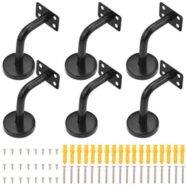 6 Packs 2.4 x 3.2 Inch Handrail Bracket, Heavy Duty Stainless Steel Handrail Brackets Set, Stair Railing Bracket for Staircase, Stairs, Rails, Railings and Home Decor, by GENHAKON.