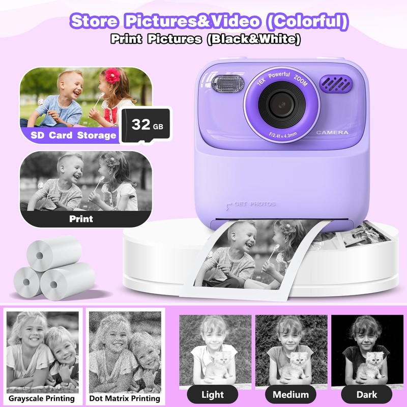 masterbee Kid Camera Instant Print Photo, Birthday Gifts for Girls