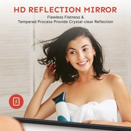 Kosmonia 32x24 Bathroom Vanity Mirror for Wall, Aluminum Framed, Farmhouse Rectangle, Anti-Rust, HD Reflection Anti-Desilvering, Distortion Free, Tempered and Shatter-Proof Wall Mounted Mirror, Black