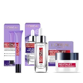L'Oreal Paris, Kit Revitalift Ácido Hialurónico: Sérum Rostro + Crema De Día + Crema De Ojos Revitalift Ácido Hialurónico