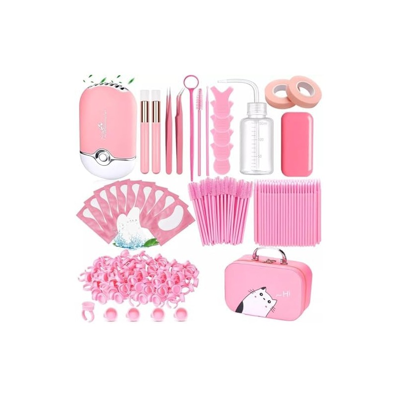 Kit de Pestañas 1x1, Parches, Microbrush, Ventilador, Cepillo 1