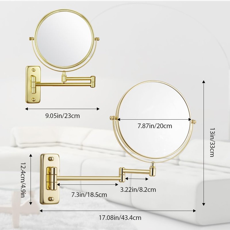 Cerdeco 8 Inch Double Sided Makeup Wall Mount Mirror with