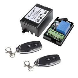 QIACHIP 12V Remote Relay,433 mhz Universal Wireless RF 12V Remote Control Switch 1CH,Momentary Switch Module Receiver and 2 Transmitter For Light,Garage Opener Remote