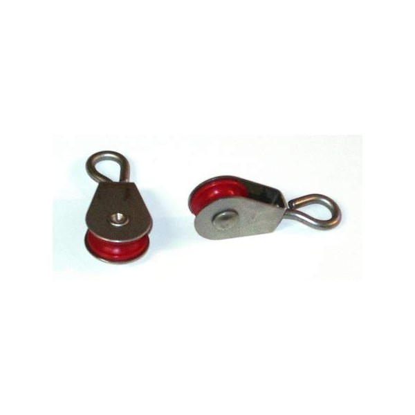 7/8" Red Nylon Pulley with Stainless Steel Swivel Eye Bracket: