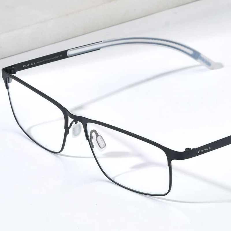 FONEX Titanium Glasses Frame,Men Square Myopia Optical Eyeglass Frame 8521,