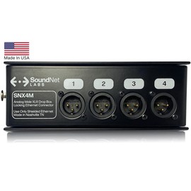 SoundNet Labs Made in USA 4ch Audio Over Ethernet Drop Box - XLR Over Cat5 - XLR Over Ethernet - 4 Channel Snake - EtherCon Audio Snake - Ethercon Snake (Male)