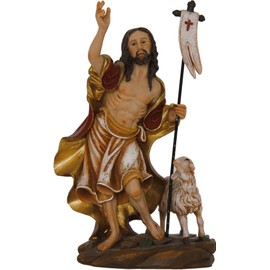 FADEDA Jesus Resurrection with Lamb, Height: 14 cm, Hand-Painted, Detailed Nativity Scene Figures, Christmas Table Decoration, Nativity Accessories