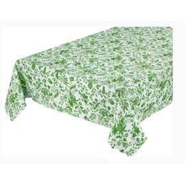 Le Cluny French Linens Versailles Green French Provence 100% Coated Cotton Tablecloth, 72 Inch x 52 Inch,Green, White,72inch long x 52inch wide