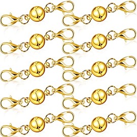 10 Pieces Locking Magnetic Jewelry Clasps Round Magnetic Lobster Clasps Locking Closures Bracelet Necklace Clasps Extender for Jewelry Bracelet Necklace Making, 0.3 Inch (Gold)