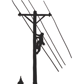 hBARSCI Lineman Vinyl Decal - 11 Inches - for Walls, Windows, Doors, Vehicles - Outdoor-Grade 2.5mil Thick Vinyl - Matte Black