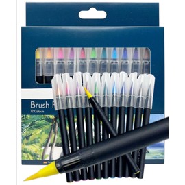 12 Bright Colors Paint Pens Brush Tip Waterproof for Rock Painting Wood Plastic