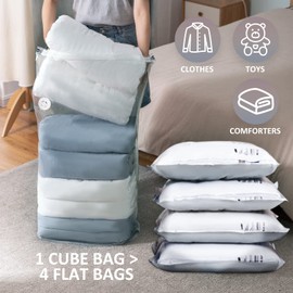 TAILI Cube Vacuum Storage Bags for Clothes, Jumbo 4 Pack (80x100x38cm), Extra Large Vacuum Bags for Comforters Blankets Beddings Quilts, Free Up 80% Space Closet Organizer Vacuum Duvets Bags