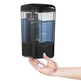 Interhasa! Soap Dispenser Manual Press Hand Soap Dispenser Wall Mounted 600ml/20oz Non-Leaking Commercial and Home Bathroom (Black, 4.3 x 3.7 x 7.1 inches (110 x 95 x 180 mm), 0.9 lbs (0.36 kg)
