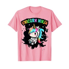 Pink UNICORN NINJA Girls Kids 4 5 6 7 8th Birthday Squad Mom T-Shirt