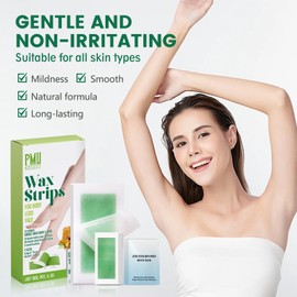 PMUBEAUTY Wax Strips 72 Counts 32 Body Wax Strips 40 Face Wax Strips for Hair Removal Double Sided Waxing Strips for Bikini & Brazilian, Waxing Face, Legs, Arms, Chest (2 Sizes, 5 Calming Oil Wipes)