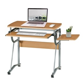 Techni Mobili Compact Computer Desk With Side Shelf And Keyboard Panel, Cherry, 43" x 19.5" x 30"