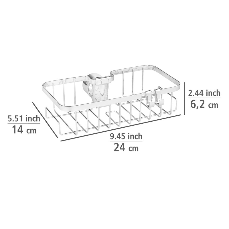 WENKO Shower Rail Caddy Mod. Floresta Square Shower Shelf Chrome-Plated