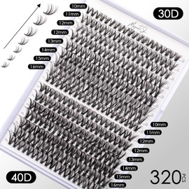 Lash Clusters DIY Lash Extensions Kit 320pcs Individual Lashes Clusters 30D 40D D Curl Eyelash Extension Kit with Applicator and Lash Bond&Seal,Clusters Lash Glue Remover Mix 10-16mm (30D+40D-320 KIT) | Magnetic SL