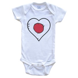 Really Awesome Shirts Japan Heart Japanese Flag One Piece Baby Bodysuit, 0-3 Months White