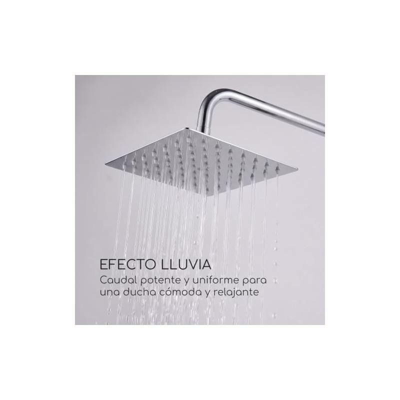 Regadera Tipo Lluvia de Acero Inoxidable con Brazo de Pared