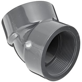 Spears 819 Series PVC Pipe Fitting, 45 Degree Elbow, Schedule 80, 1/2" NPT Female
