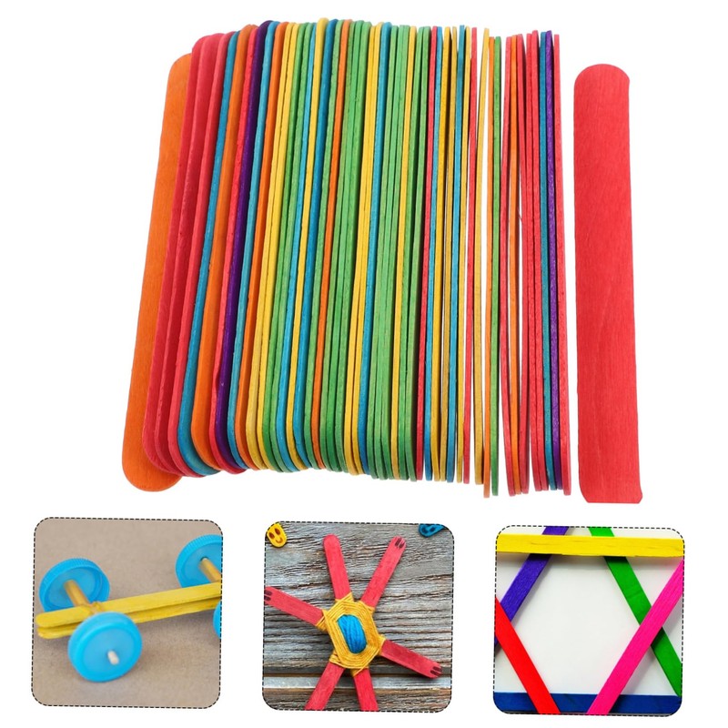CORHAD Jumbo Ice Pop Sticks 50pcs Thick Craft Sticks Multi-