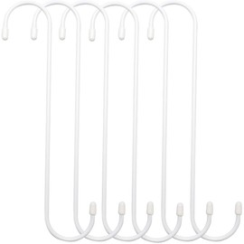 ESFUN 6 Pack 10 inch White Steel Heavy-Duty S Hooks for Kitchen, Bathroom, Garage, Outdoor, Hangers, Towel, Utility, Food, Wall Mount, Decoration, Key Holder, Hat, Plant