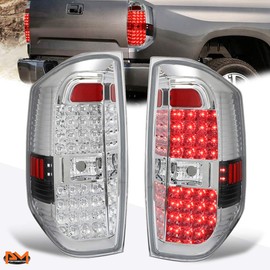 Full LED Tail Lights Brake Lamps Assembly Compatible with 14-21 Toyota Tundra,Chrome Housing/Clear Lens