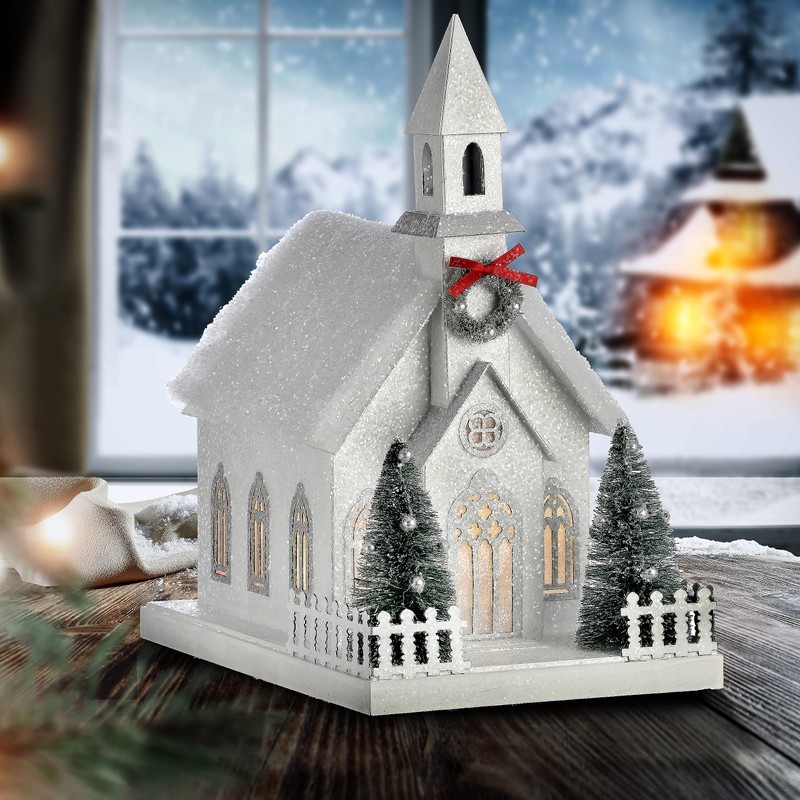 Regency International 11.5" Led/Bty Crdbrd TMR Country Church