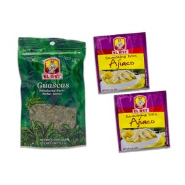 AJIACO KIT - Guascas El Rey, Dehydrated Herbs and El Rey Ajiaco Seasoning - INCLUDES One Bag of El Rey Guascas and Two Bags of El Rey Ajiaco Seasoning. Comes in a Despensa Colombiana Bag (Pack of 1 Guascas 0.3 Oz, 2 Ajiacos 0.7 Oz)