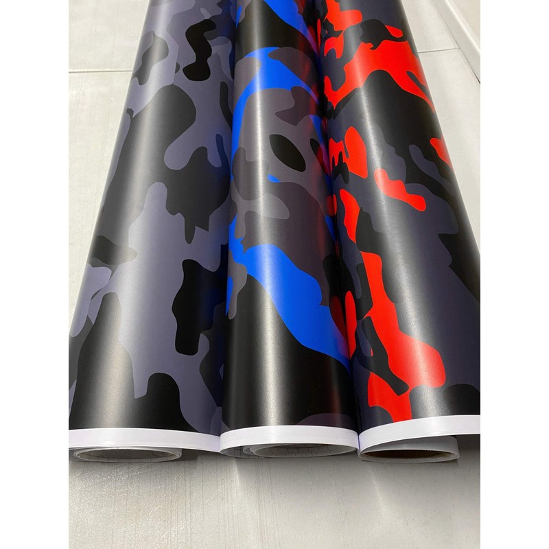 RED Black Gray Camouflage Vinyl Car Wrap Film Sheet +