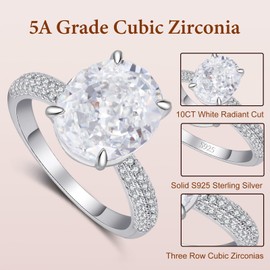 BAGUTTA PAVONE 10CT CZ Oval Cut Engagement Rings for Women,Women's 925 Sterling Silver High Carbon Solitaire Wedding Bands Engagement Promise Rings with 18K White Gold Plated Size 6