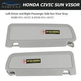Nakuuly Left Driver and Right Passenger Side Sun Visor Gray Compatible with Honda Civic 2006 2007 2008 2009 2010 2011 Replaces # 83280-SNA-A01ZC 83230-SNA-A01ZC