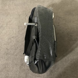 Guess Men's Milano Compact Backpack Solid Black Blaster Wash Embossed Logo