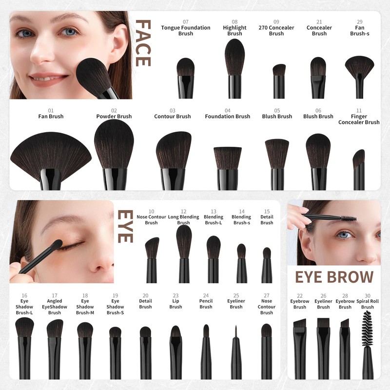Docolor Makeup Brushes 30 Pieces Professional Makeup Brush Set Premium