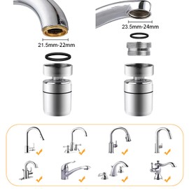 Her Kindness aerators for taps, 360° rotatable Water Saving Sieve, Aerator for Kitchen and Bathroom, Perfect tap Attachment, Suitable for tap with M22 External or M24 Internal Thread