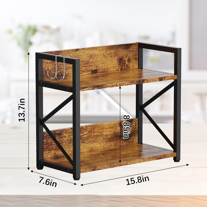RUILALIFE Coffee-Bar-Station-Organizer Shelf for Countertop, 2 Tiers Kitchen Counter Shelf