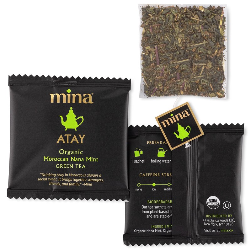 Mina Atay Moroccan Nana Mint Organic Green Tea, 15 Biodegradable