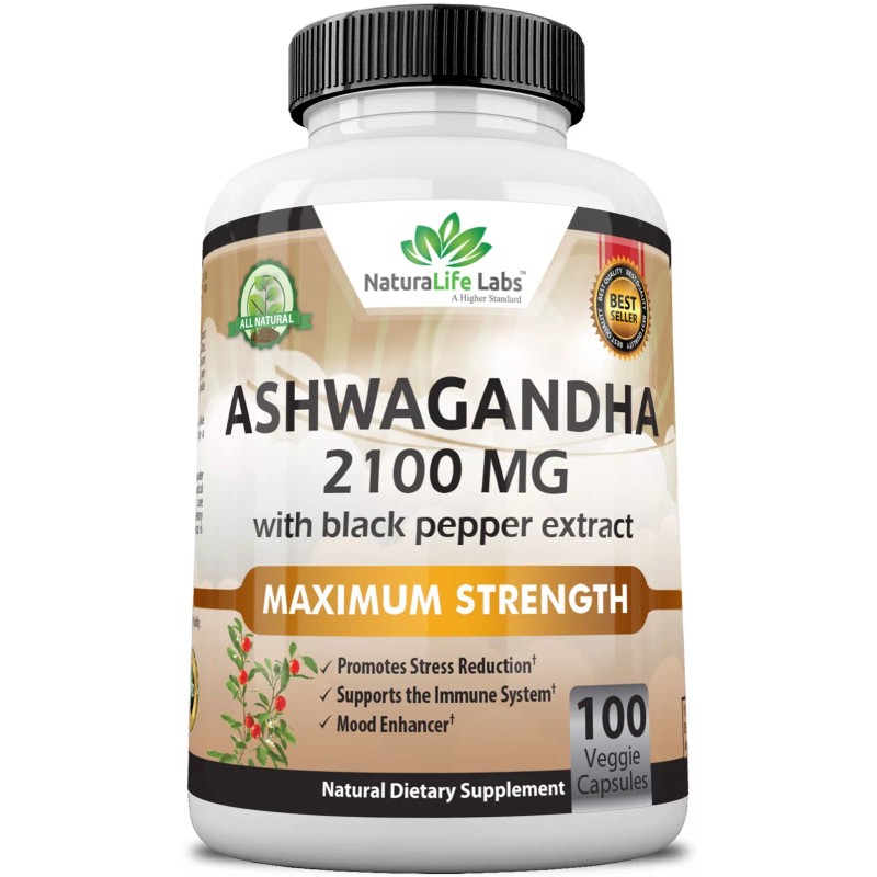 Naturalife Labs Organic Ashwagandha 2100mg - 100 vegan capsules 100%